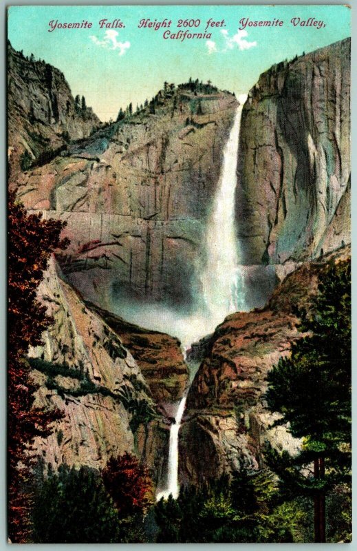 Yosemite Falls Yosemite Valley California CA UNP Unused DB Postcard J3 