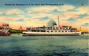 NH - Lake Winnipesaukee. Steamer Mt. Washington leaving The Weirs