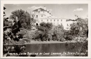 Ames IA Memorial Union Building Lake Laverne Iowa State College RP Postcard H59