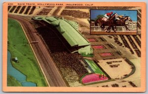 Inglewood California 1940s Postcard Race Track Hollywood Park Aerial View
