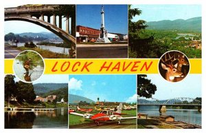 Postcard BRIDGE SCENE Lock Haven Pennsylvania PA AT5293
