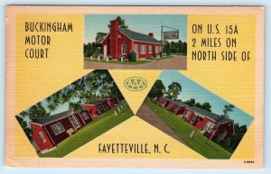 FAYETTEVILLE, North Carolina NC ~ Roadside Motel BUCKINGHAM MOTOR COURT Postcard