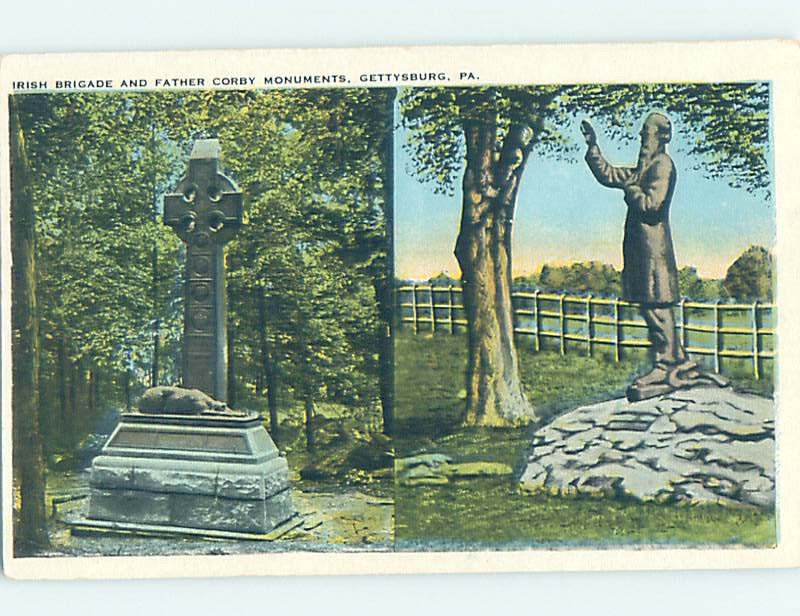 W-border MONUMENT SCENE Gettysburg Pennsylvania PA AE7704