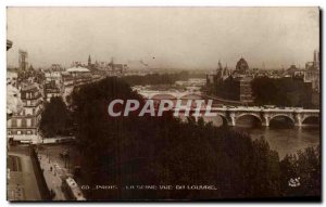 Old Postcard Paris Seine View Du Louvre