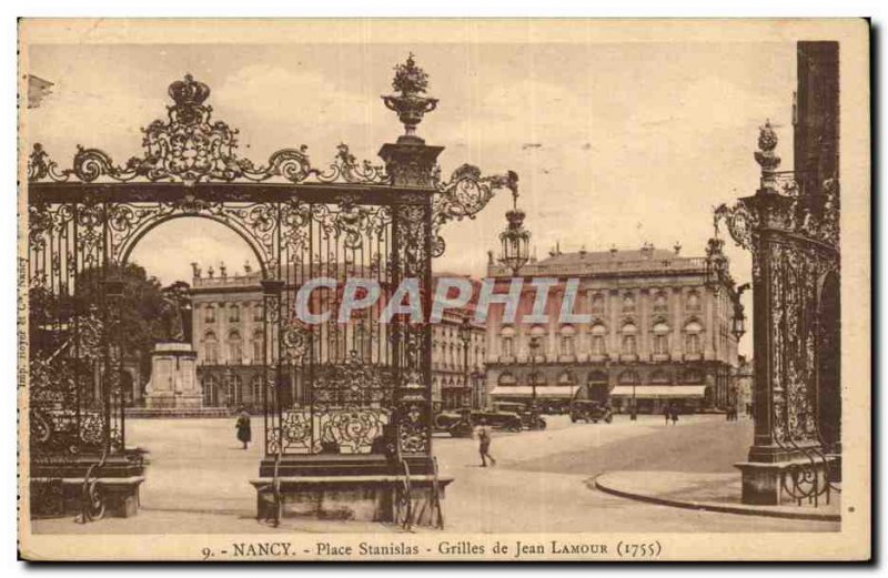 Old Postcard Nancy Place Stanislas Jean Lamour Grids (1755)