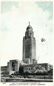 Vintage Postcard 1930 Washington's Drawing of Nebraska State Capital Lincoln NE