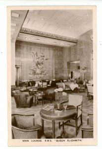 Cunard Line - RMS Queen Elizabeth,  Main Lounge                  RPPC