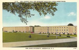 GREENVILLE, SC South Carolina  BOB JONES UNIVERSITY-Girls Dorm  c1940's Postcard 