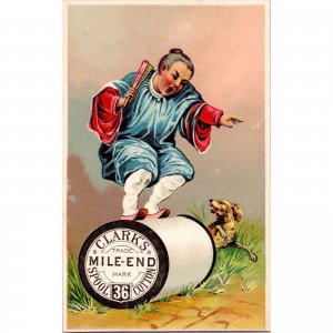 CLARKS Mile-End Spool Cotton Thread - Thomas Russell Co - Victorian Trade Card