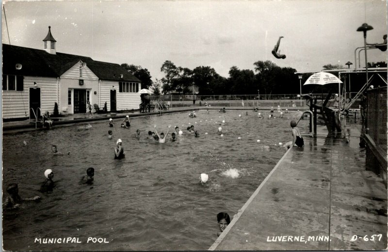 Vtg Luverne Minnesota MN Municipal Swimming Pool RPPC 1940s Real Photo Postcard