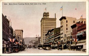 Postcard Main Street Looking North in Salt Lake City, Utah