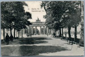 BERLIN GERMANY BRANDERBURGER TOR 1909 ANTIQUE POSTCARD w/ STAMPS