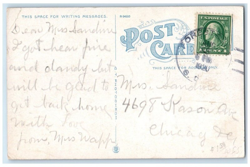 1920 Dakota Avenue Night Horse Carriage Exterior Huron South Dakota SD Postcard