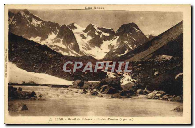 Old Postcard The Alps Massif Pelvous Chalets Arraine