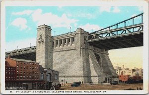 Philadelphia Anchorage Delaware River Bridge Pennsylvania Postcard  C140