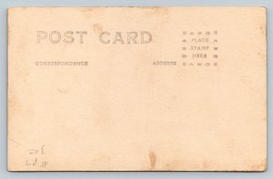 RPPC Men at Picnic Table in Boater & Flat Caps AZO 1925-40s VTG Postcard 1468