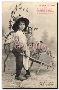 Postcard Old Wheelbarrow Child The little gardener