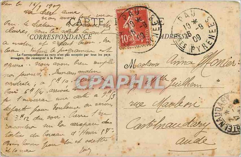 Old Postcard Pau Street July 14