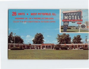 Postcard Lowry Motel, West Pittsfield, Illinois