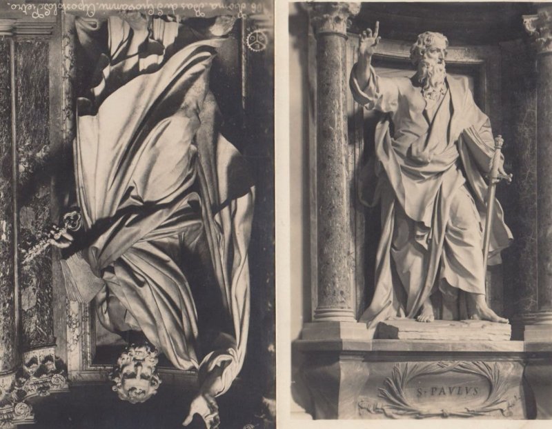 Basilica Rome Papale di San Giovanni in Laterano St John Statue 2x Postcard s
