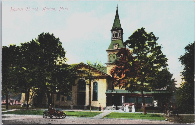 Baptist Church Adrian Michigan Vintage Postcard C128
