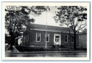 c1940 US Post Office Exterior Building Bluffton Ohio OH Vintage Antique Postcard