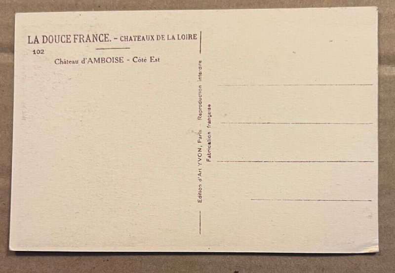VINTAGE UNUSED  POSTCARD -CASTLE D'AMBOISE, LOIRE'S CASTLE, FRANCE