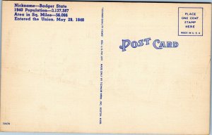 postcard Greetings From Wisconsin - large letter, Tichnor