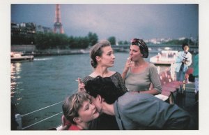 French Teenagers Smoking River Seine Boat Paris France Postcard