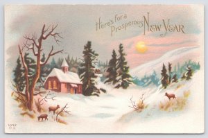 Nash~#52~Heres For A Prosperous New Year~Little Deer Hunting For Food~Sunset~Vtg