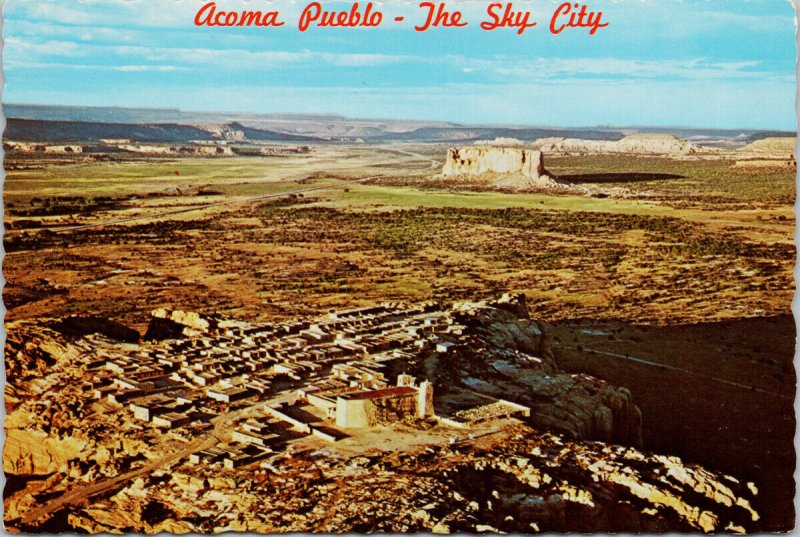 Acoma Pueblo NM New Mexico The Sky City Enchanted Mesa Postcard C9