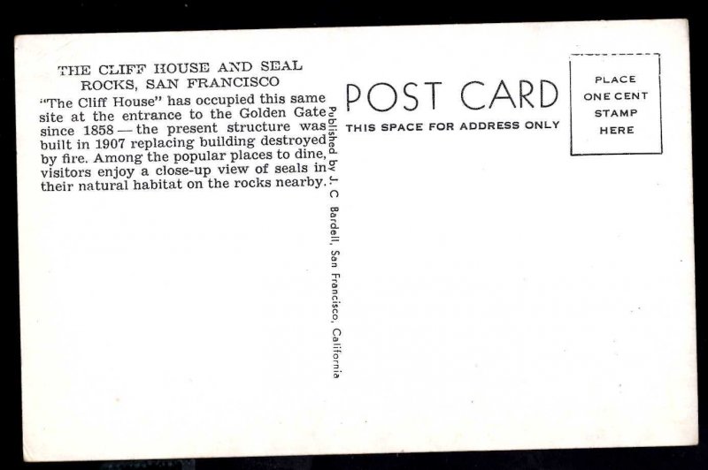 California SAN FRANCISCO Cliff House and Seal Rocks built in 1907 - WB