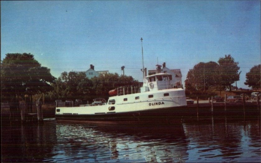 Fishers Island Long Island NY Ferry Steamer Olinda 1950s60s Postcard