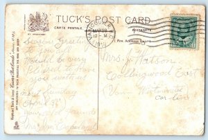 1910 Easter Greetings Chicken Hen And Chicks Embossed Vancouver BC Postcard