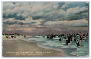 1915 Motor Speedway Bathing Classic Cars Daytona Beach Florida Vintage Postcard