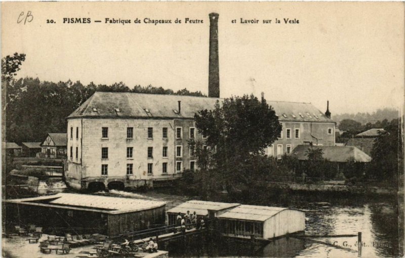 CPA FISMES - Fabrique de Chapeaux de Feutre et Lavoir sur la VESLE (490556)