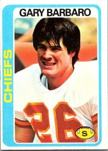 1978 Topps Football Card Gary Barbaro Kansas City Chiefs sk7165