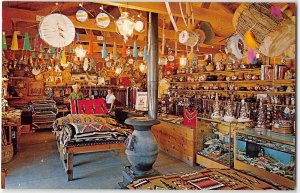 Three Flags Trading Post WALKER, CA Indian Blankets Coleville 1960s Vtg Postcard