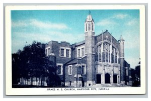 Vintage 1930's Postcard Grace Methodist Episcopal Church Hartford City Indiana