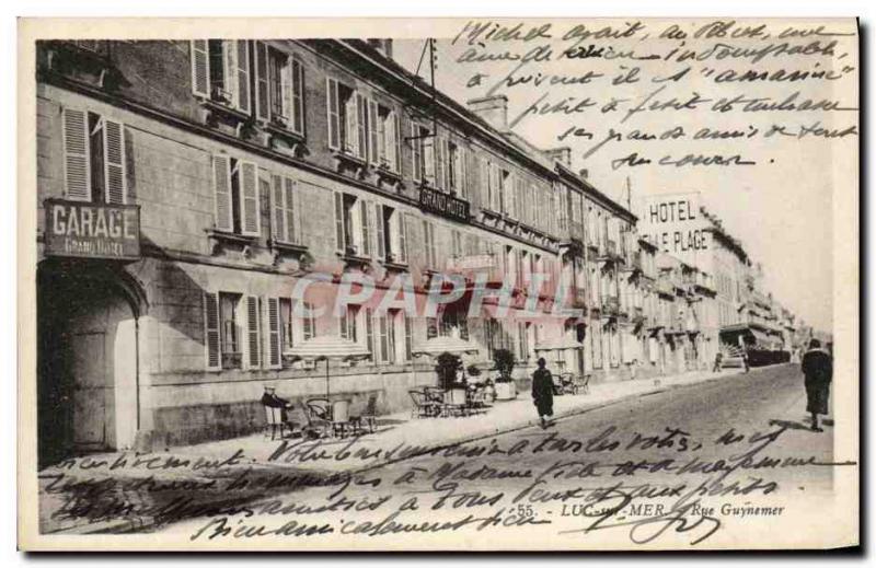 Old Postcard Luc Sur Mer Rue Guynemer Hotel Beautiful beach