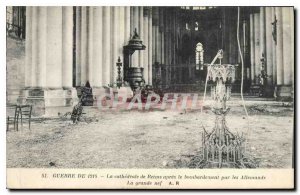 Old Postcard Army War of 1914 The Cathedral of Reims after the bombing by Ger...