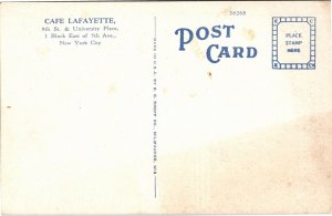 Postcard NYC Hotel Lafayette  University Place and Ninth Street