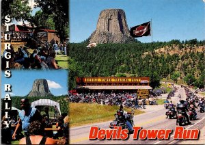 Motorcycles, Devils Tower Run Sturgis Rally SD Postcard S67