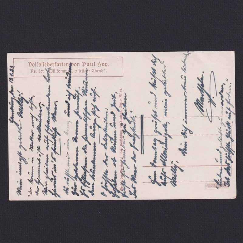 GERMANY, Postcard, Paul Hey, #87, 'Willkommen o seliger Abend'