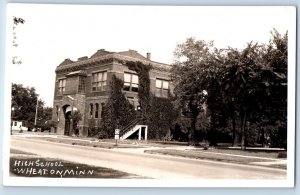 Wheaton Minnesota MN Postcard RPPC Photo High School Building c1940's Vintage