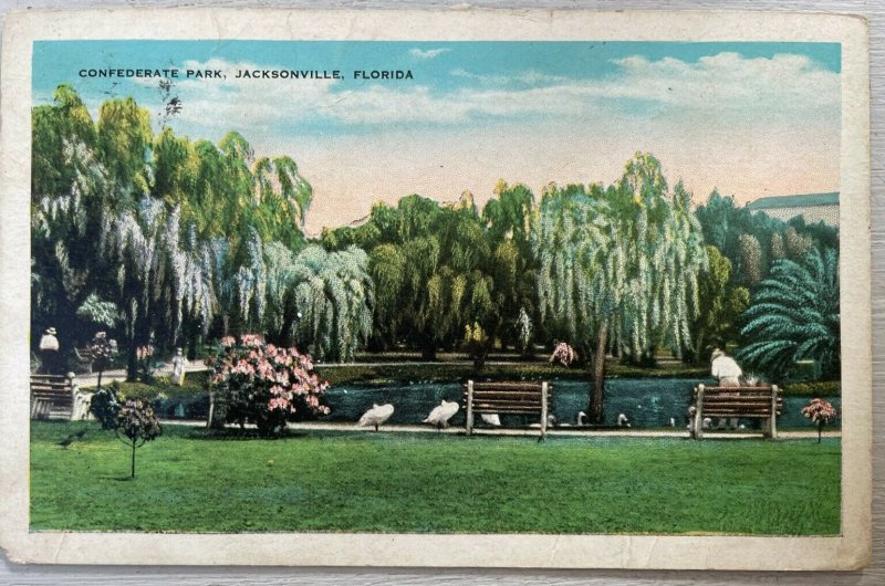 Vintage Postcard 1933 Confederate Park Jacksonville Florida 