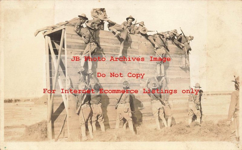 Mexico Border War, RPPC, US Army Soldiers Performing a Wall Climbing Drill