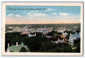 1917 Bird's-Eye View From School House Exterior Janesville Wisconsin WI Postcard 
