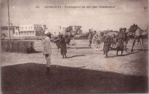 Djibouti Transport de sel par Chameaux Vintage Postcard 09.01