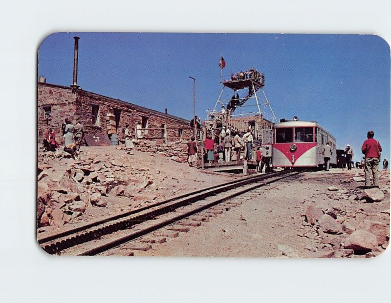 Postcard Diesel Train at Summit of Pikes Peak Colorado USA North Americ